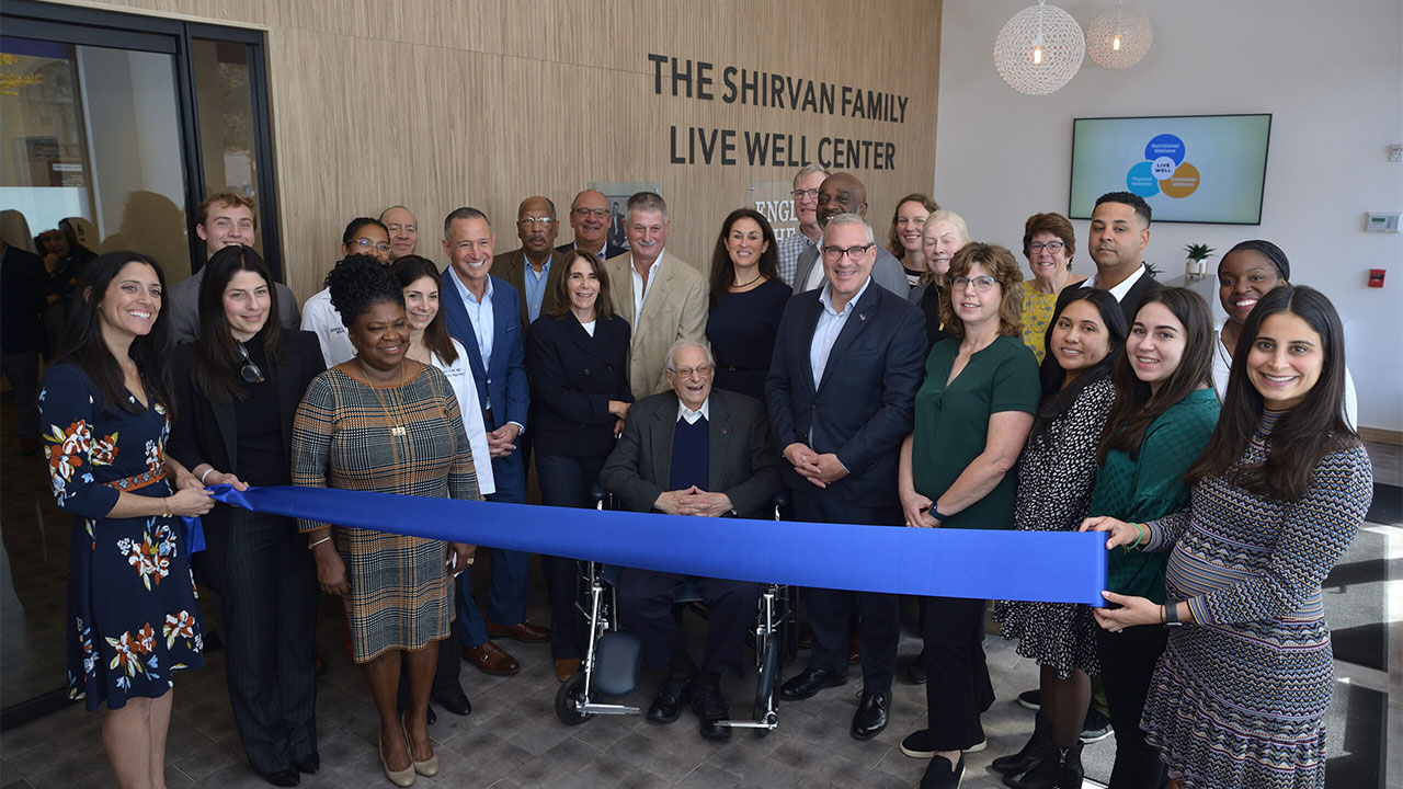 group photo of the blue ribbon cutting